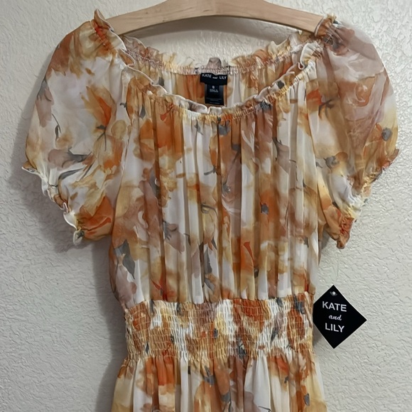 NWT Kate & Lily Boho Floral Off Shoulder Dress Smocked Waist • 8 - Picture 4 of 7